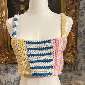 ZARA Striped Crochet Crop Top SIZE SMALL